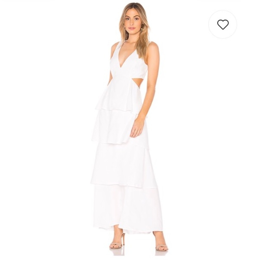 Bardot Cut Out Tier Dress in White